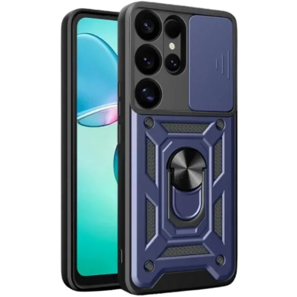 Samsung Galaxy S25 Ultra Kılıf Pars Lens Yüzüklü Silikon - Lacivert