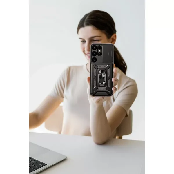 Samsung Galaxy S25 Ultra Kılıf Pars Lens Yüzüklü Silikon - Lacivert