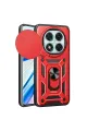 Xiaomi Redmi Note 14 Pro 4g Kılıf Pars Lens Yüzüklü Silikon - Kırmızı
