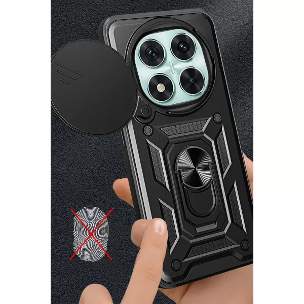Xiaomi Redmi Note 14 Pro 5g Kılıf Pars Lens Yüzüklü Silikon - Siyah