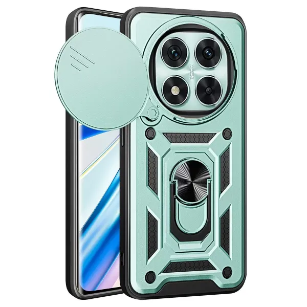Xiaomi Redmi Note 14 Pro 5g Kılıf Pars Lens Yüzüklü Silikon - Yeşil