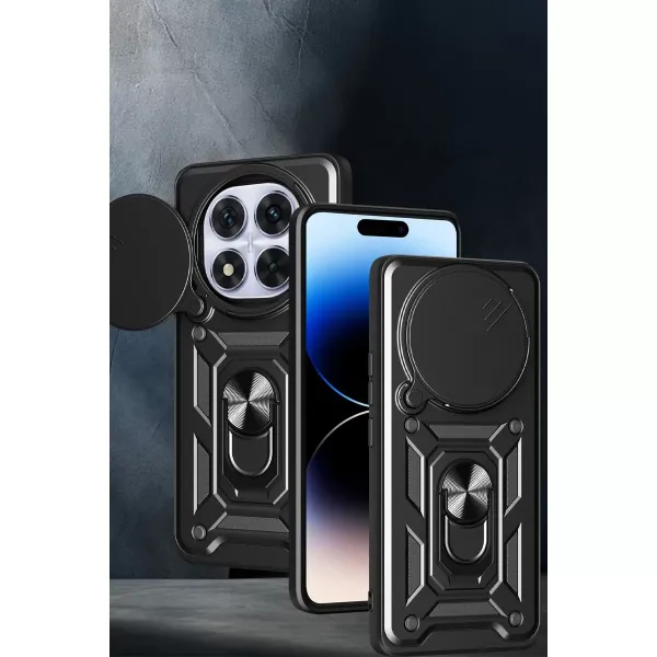 Xiaomi Redmi Note 14 Pro Plus Kılıf Pars Lens Yüzüklü Silikon - Siyah