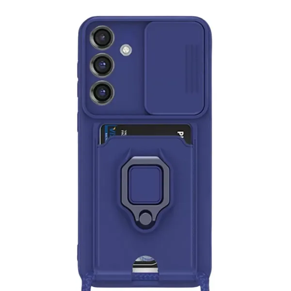 Samsung Galaxy S25 Plus Kılıf Zuma Kartvizitli Yüzüklü Silikon - Lacivert
