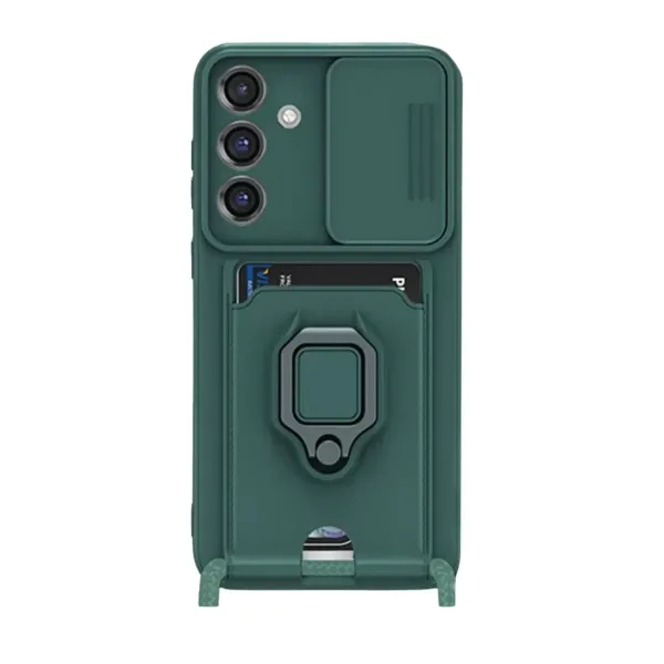 Samsung Galaxy S25 Plus Kılıf Zuma Kartvizitli Yüzüklü Silikon - Yeşil