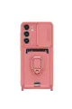 Samsung Galaxy S25 Plus Kılıf Zuma Kartvizitli Yüzüklü Silikon - Pembe