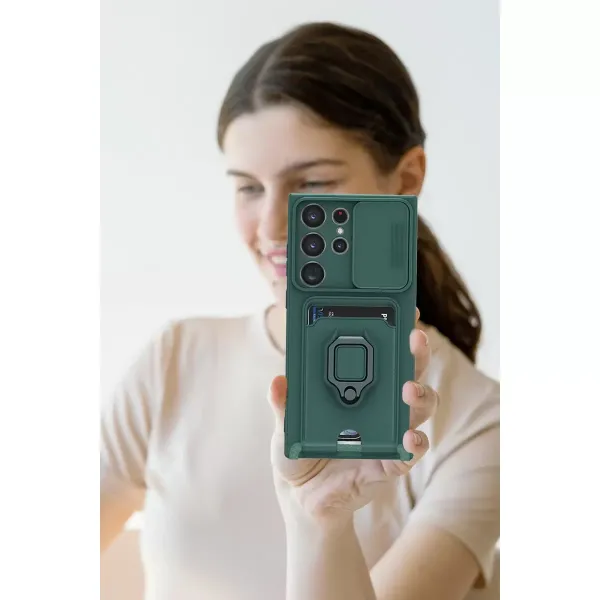 Samsung Galaxy S25 Ultra Kılıf Zuma Kartvizitli Yüzüklü Silikon - Lila