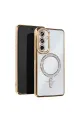 Samsung Galaxy S25 Kılıf Joke Simli Magneticsafe Kılıf - Gold
