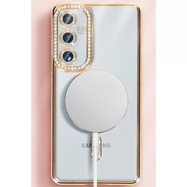 Samsung Galaxy S25 Kılıf Joke Simli Magneticsafe Kılıf - Gümüş