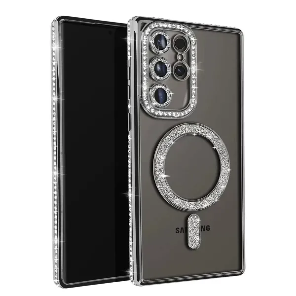 Samsung Galaxy S25 Ultra Kılıf Joke Simli Magneticsafe Kılıf - Siyah