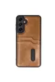 Samsung Galaxy A55 5g Kılıf Sara Kartvizitli Deri Kılıf - Taba