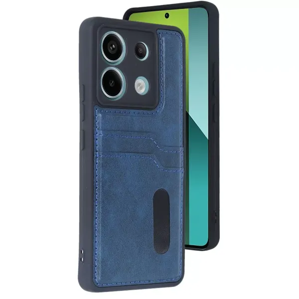 Xiaomi Redmi Note 13 Pro 4g Kılıf Sara Kartvizitli Deri Kılıf - Lacivert