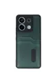 Xiaomi Redmi Note 13 Pro 5g Kılıf Sara Kartvizitli Deri Kılıf - Koyu Yeşil