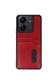Xiaomi Redmi 13c Kılıf Sara Kartvizitli Deri Kılıf - Kırmızı