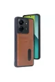 Xiaomi Redmi 13c Kılıf Sara Kartvizitli Deri Kılıf - Taba
