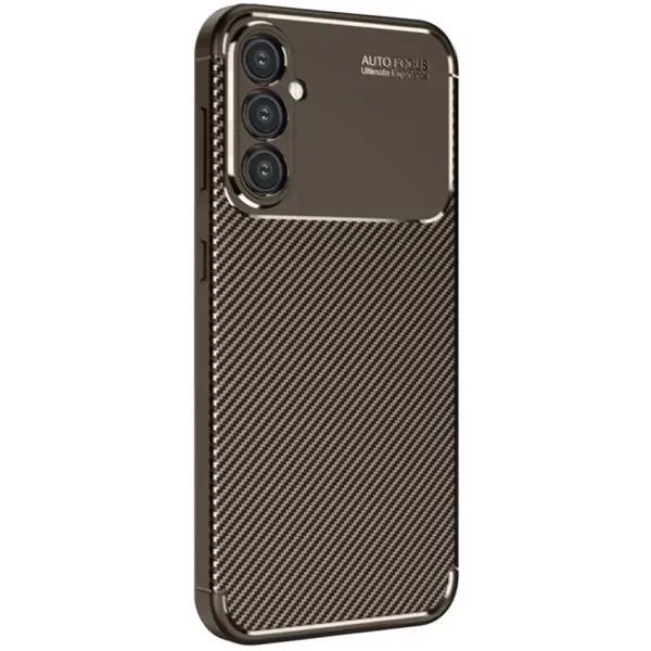 Samsung Galaxy A16 5g Kılıf Auto Focus Karbon Kapak - Kahverengi