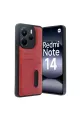 Xiaomi Redmi Note 14 4g Kılıf Sara Kartvizitli Deri Kılıf - Kırmızı