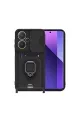Xiaomi Redmi Note 13 Pro Plus Kılıf Zuma Kartvizitli Yüzüklü Silikon - Siyah