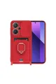 Xiaomi Redmi Note 13 Pro Plus Kılıf Zuma Kartvizitli Yüzüklü Silikon - Kırmızı