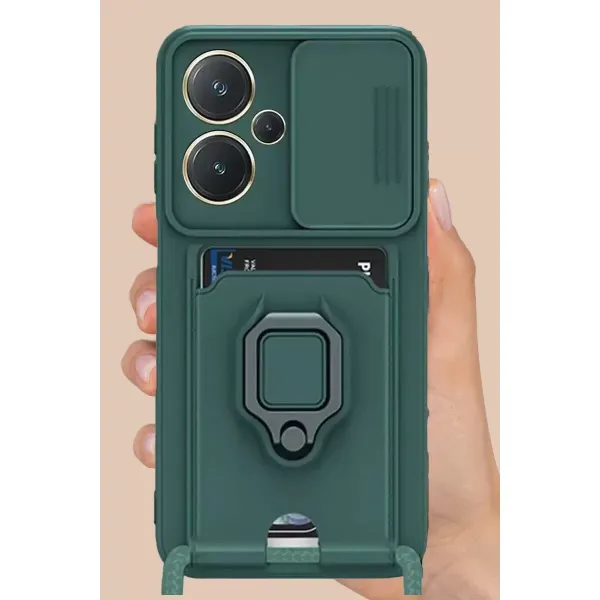 Xiaomi Redmi Note 13 Pro Plus Kılıf Zuma Kartvizitli Yüzüklü Silikon - Lila