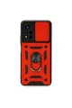 Xiaomi Redmi Note 11t Kılıf Pars Lens Yüzüklü Silikon - Kırmızı