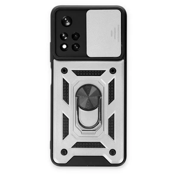 Xiaomi Redmi Note 11t Kılıf Pars Lens Yüzüklü Silikon - Gümüş