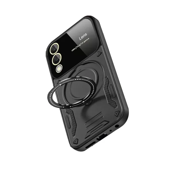 Samsung Galaxy S25 Edge Kılıf Joy Lens Standlı Kapak - Siyah