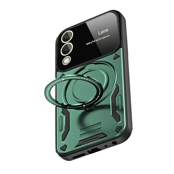 Samsung Galaxy S25 Edge Kılıf Joy Lens Standlı Kapak - Koyu Yeşil