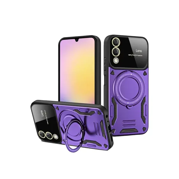 Samsung Galaxy S25 Edge Kılıf Joy Lens Standlı Kapak - Mor