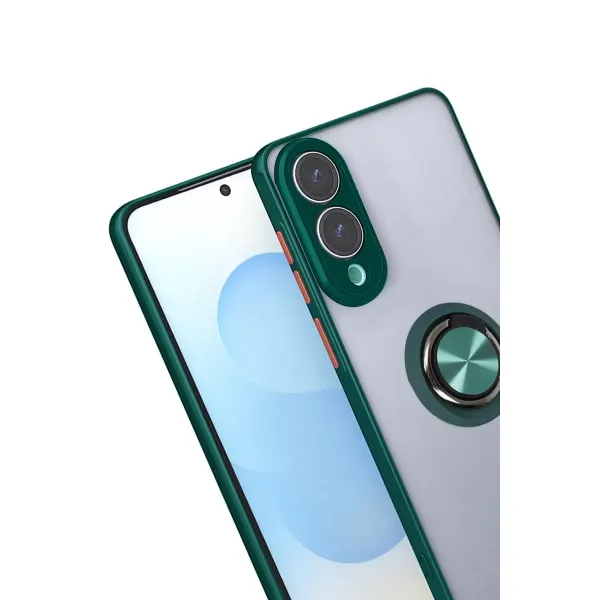 Samsung Galaxy S25 Edge Kılıf Montreal Yüzüklü Silikon Kapak - Yeşil
