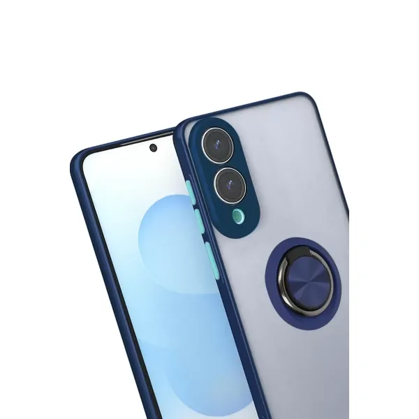 Samsung Galaxy S25 Edge Kılıf Montreal Yüzüklü Silikon Kapak - Lacivert