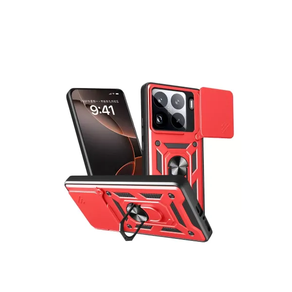 Xiaomi Mi 15 Pro Kılıf Pars Lens Yüzüklü Silikon - Kırmızı