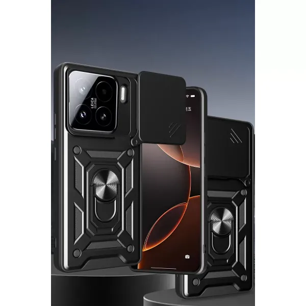 Xiaomi Mi 15 Pro Kılıf Pars Lens Yüzüklü Silikon - Lacivert