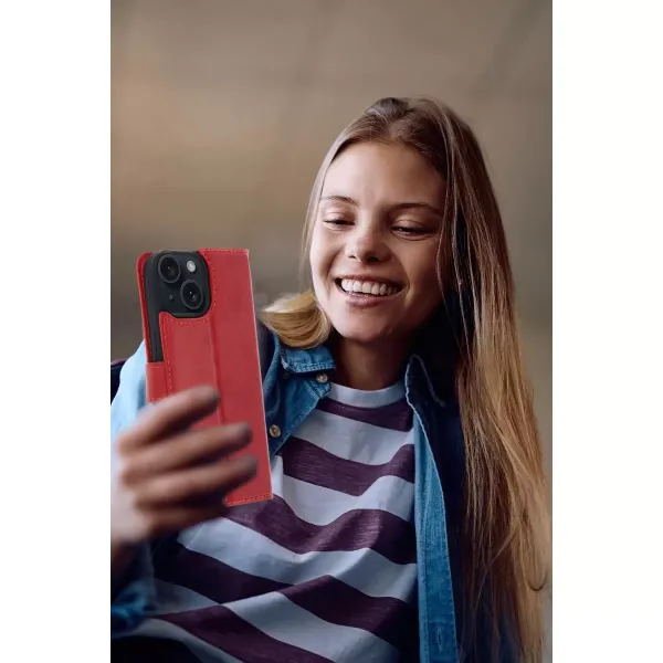 Apple İphone 15 Trend S Plus Kapaklı Kılıf - Taba