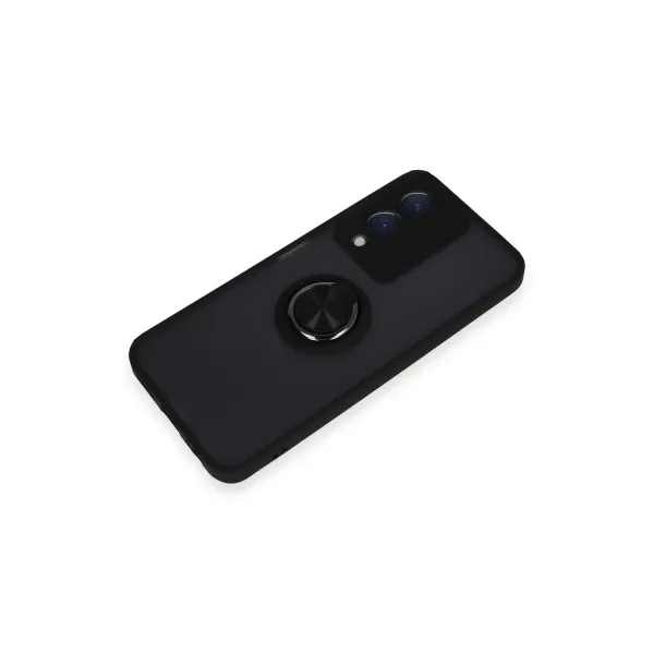 Vivo Y17s Kılıf Montreal Yüzüklü Silikon Kapak - Siyah