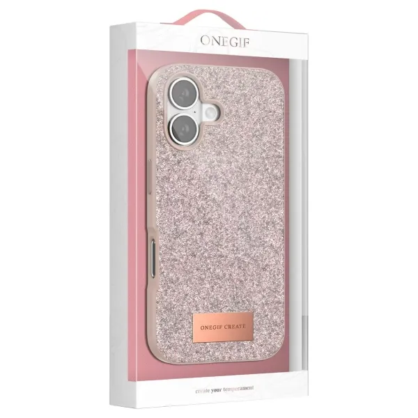 Onegif Apple İphone 17 Pro Bright Simli Kapak - Derin Mor