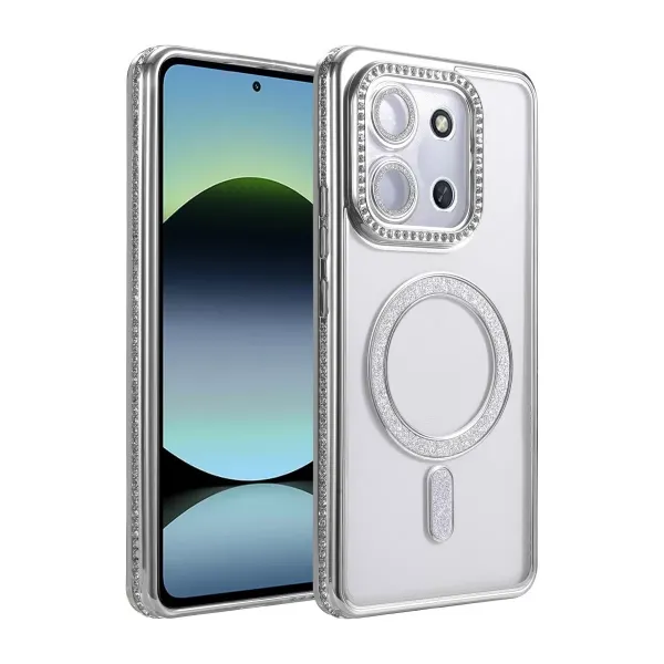 Xiaomi Redmi 15c 4g Joke Simli Magneticsafe Kılıf - Gümüş