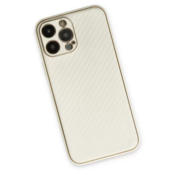 Apple İphone 13 Pro Max Kılıf Coco Karbon Silikon - Beyaz