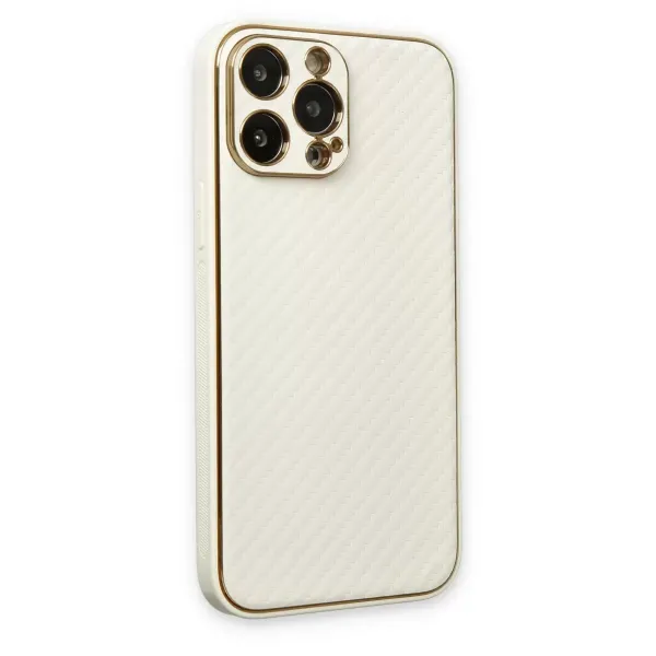 Apple İphone 13 Pro Max Kılıf Coco Karbon Silikon - Beyaz