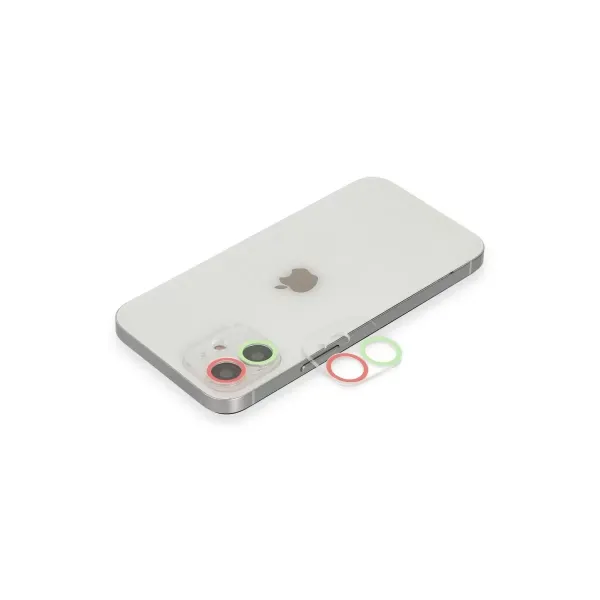 Apple İphone 11 Renkli Kamera Lens Koruma Cam - Yeşil-pembe