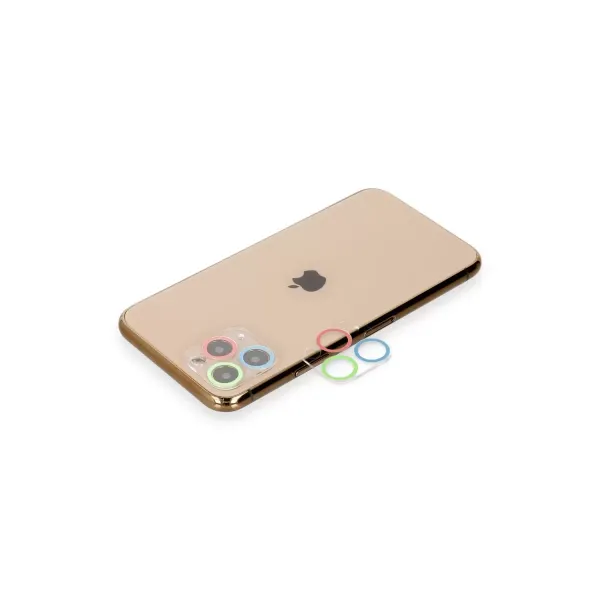 Apple İphone 11 Pro Renkli Kamera Lens Koruma Cam - Mavi-yeşil