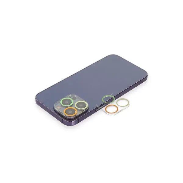 Apple İphone 12 Pro Max Renkli Kamera Lens Koruma Cam - Sarı-turuncu