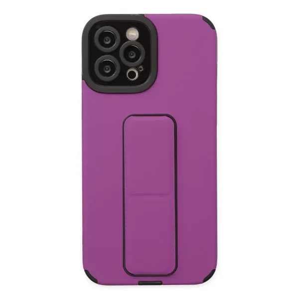 Apple İphone 12 Pro Max Kılıf Mega Standlı Silikon - Mor