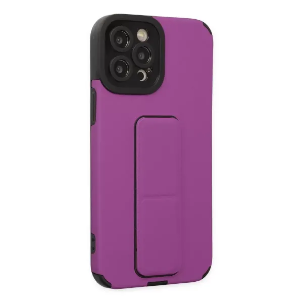Apple İphone 12 Pro Max Kılıf Mega Standlı Silikon - Mor