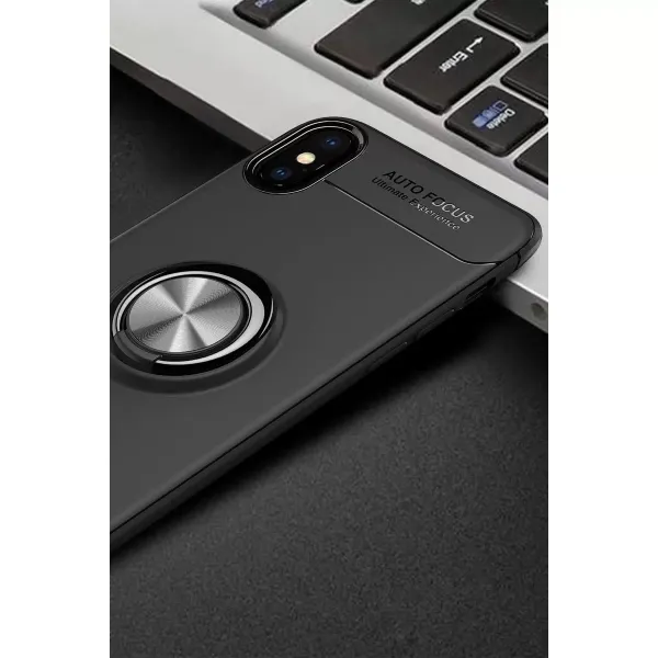 Apple İphone Xs Max Kılıf Range Yüzüklü Silikon - Siyah