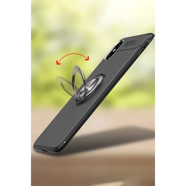 Apple İphone Xs Max Kılıf Range Yüzüklü Silikon - Siyah