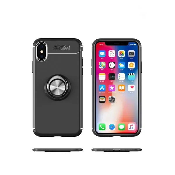 Apple İphone Xs Max Kılıf Range Yüzüklü Silikon - Siyah