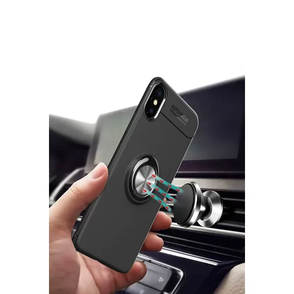 Apple İphone Xs Max Kılıf Range Yüzüklü Silikon - Siyah