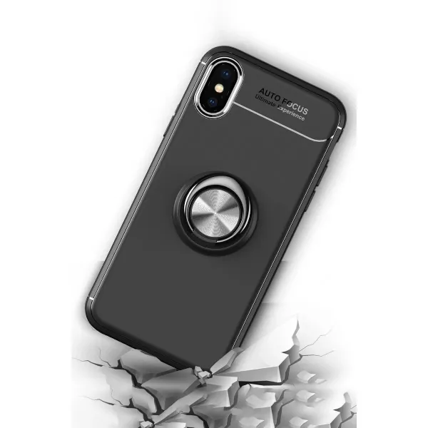 Apple İphone Xs Max Kılıf Range Yüzüklü Silikon - Siyah
