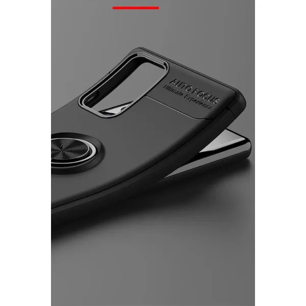 Samsung Galaxy Note 20 Kılıf Range Yüzüklü Silikon - Siyah-gold