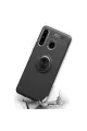 Huawei Y6p Kılıf Range Yüzüklü Silikon - Siyah-mavi